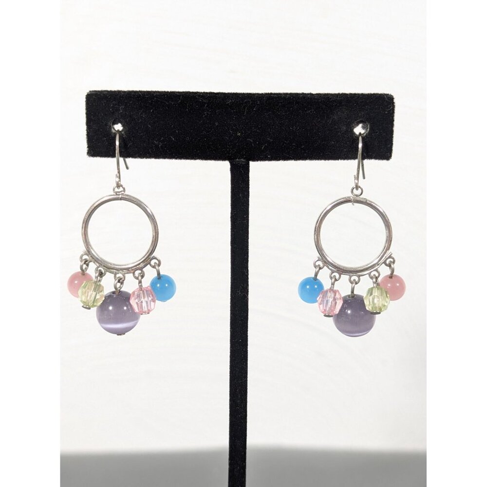 Coastal Chic Boho Chic Pastel Charm Hoop Dangle Earrings